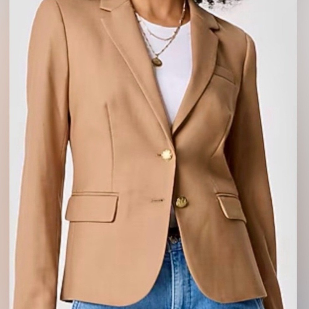 J.Crew Parke Blazer Camel Gold Button Wool Blend Tailored Jacket Professional